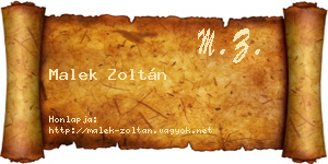 Malek Zoltán névjegykártya
